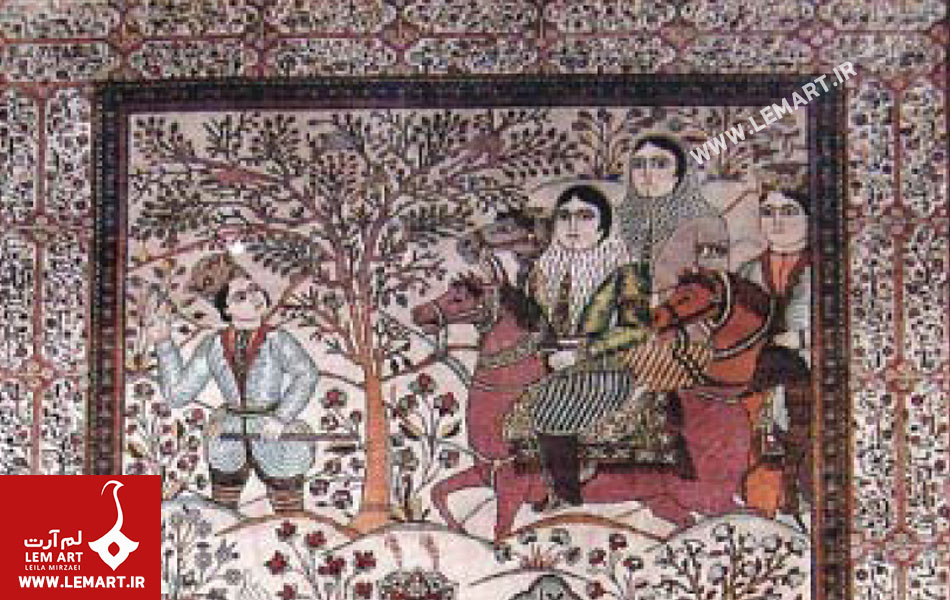 زن روی قالی عشایری | نقش زن روی قالی عشایری