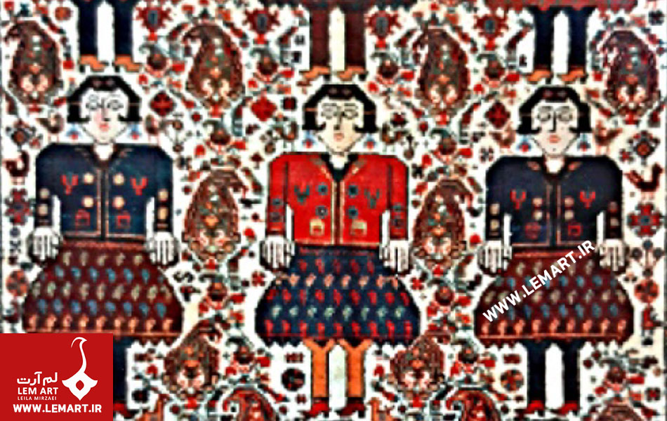 نقش نه زن روی قالی