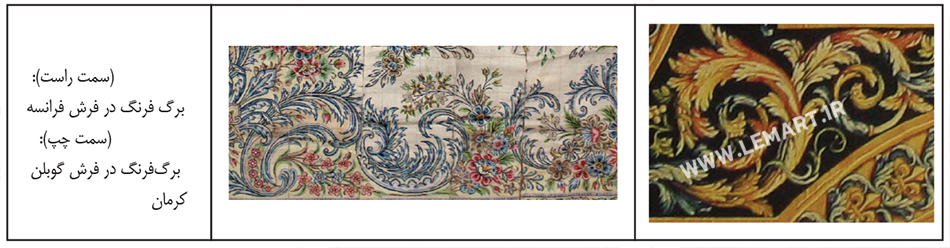 تطبیق فرش کرمان و فرانسه