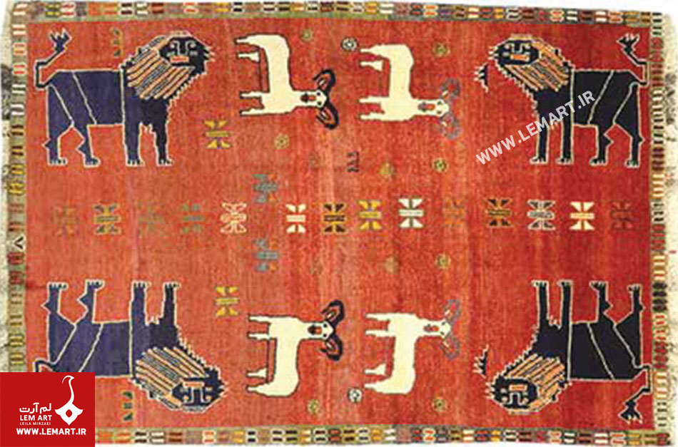 3 | نقش شیر در فرش های قشقایی شیر در فرش قشقایی