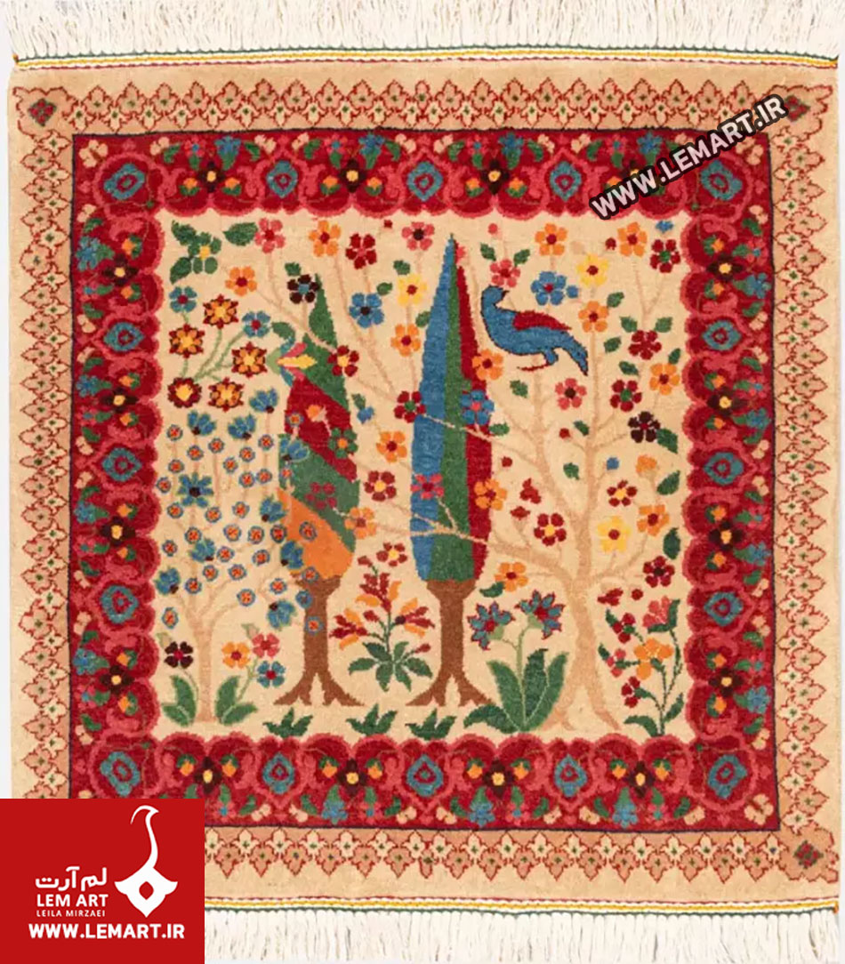 درخت بید و سرو و کاج در فرش بختیاری